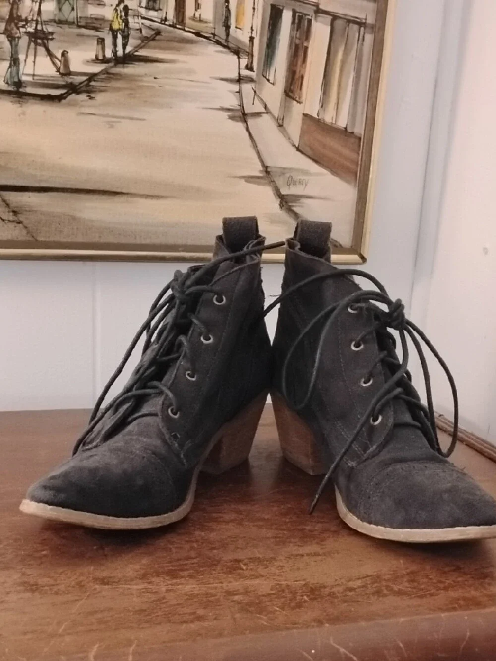 MI.IM Lace-Up Suede Ankle Boots - Dark Gray